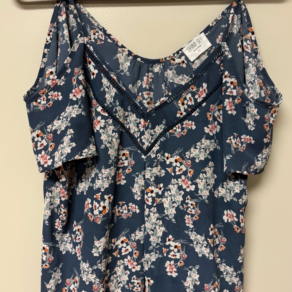 Sienna Sky Navy Floral Cold Shoulder Blouse